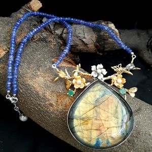 Handcrafted Labradorite, Tanzanite Necklace